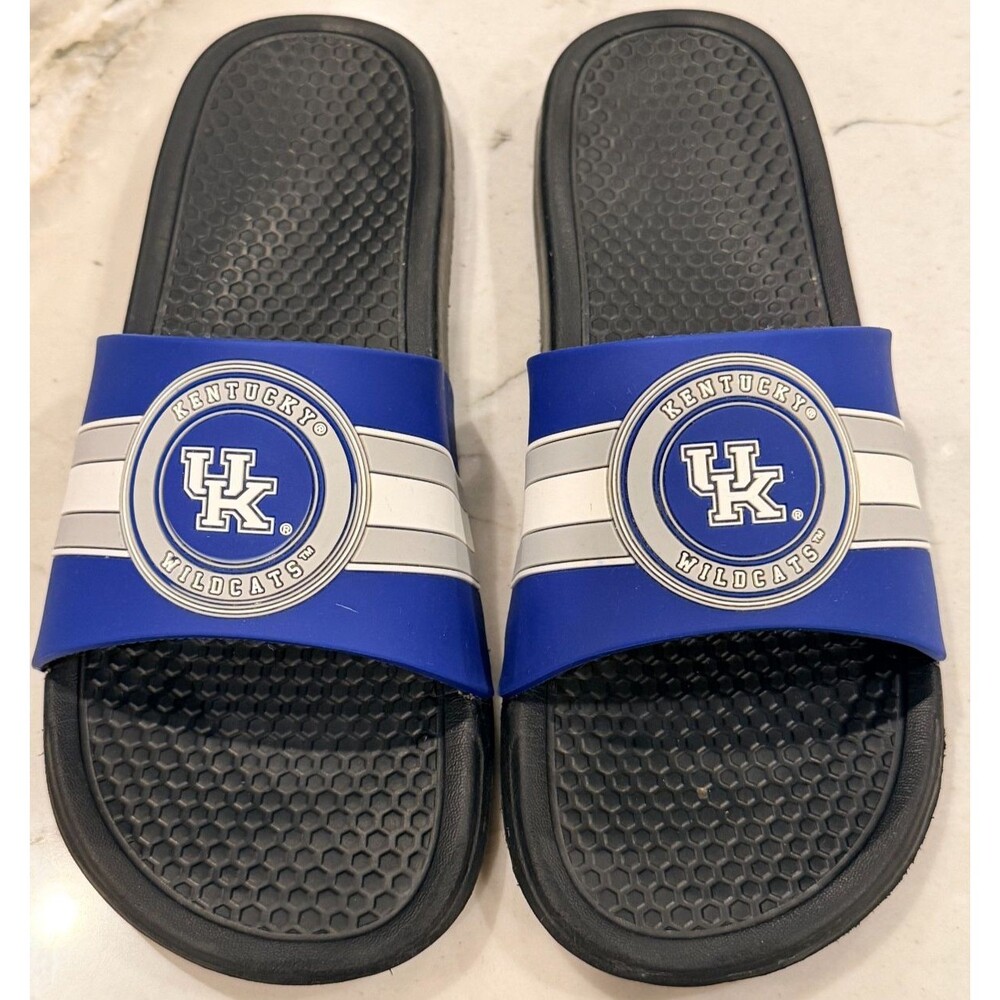 FOCO NCAA Kentucky Wildcats Men's Stripe Raised Slide Sandals Size Medium 9-10